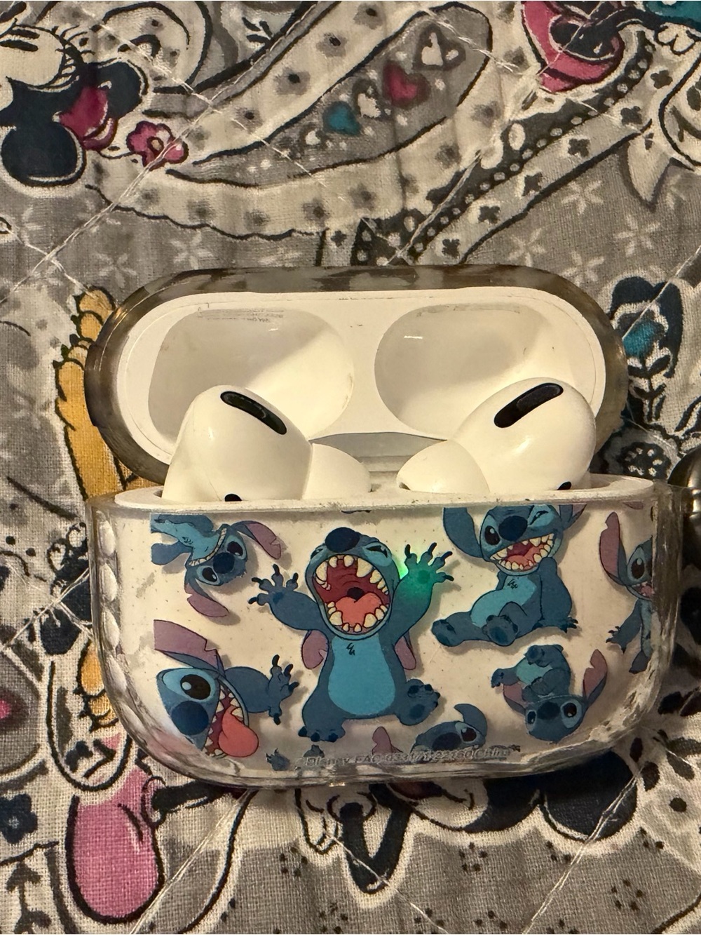 AirPods Pros with Case with Stitch Design - White/Blue